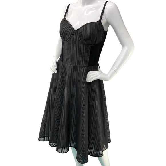 Lip Service Dresses & Skirts - Lip Service Womens Size L Dress Black Stripe Bustier Cotton Fit And Flare